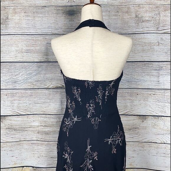 HYPE Backless Floral Embroidered Silk Dress 6 - Picture 8 of 13